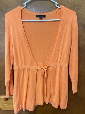 Express Orange Tie-Front Cardigan